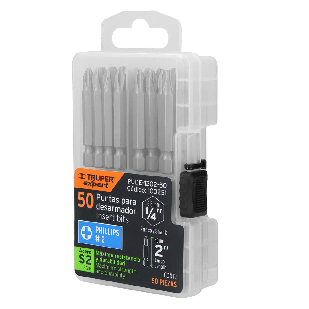 ESTUCHE CON 50 PUNTAS DE CRUZ PH2 LARGO 2"