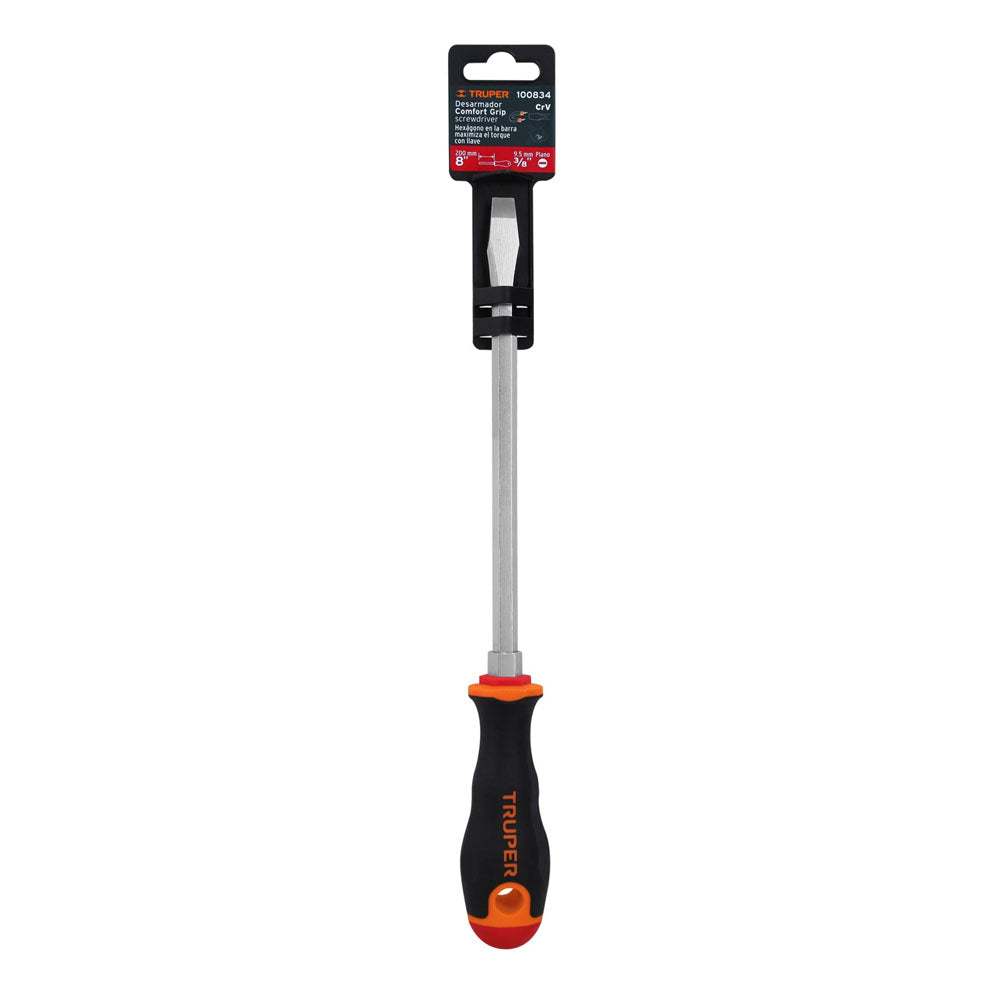 DESARMADOR PLANO 3/8' X 8' MANGO COMFORT GRIP, TRUPER