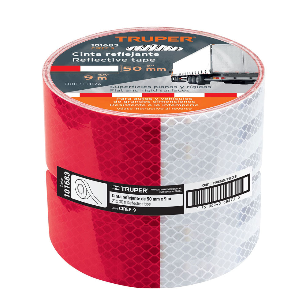 ROLLO DE 9M X 2" DE CINTA REFLEJANTE DE PVC