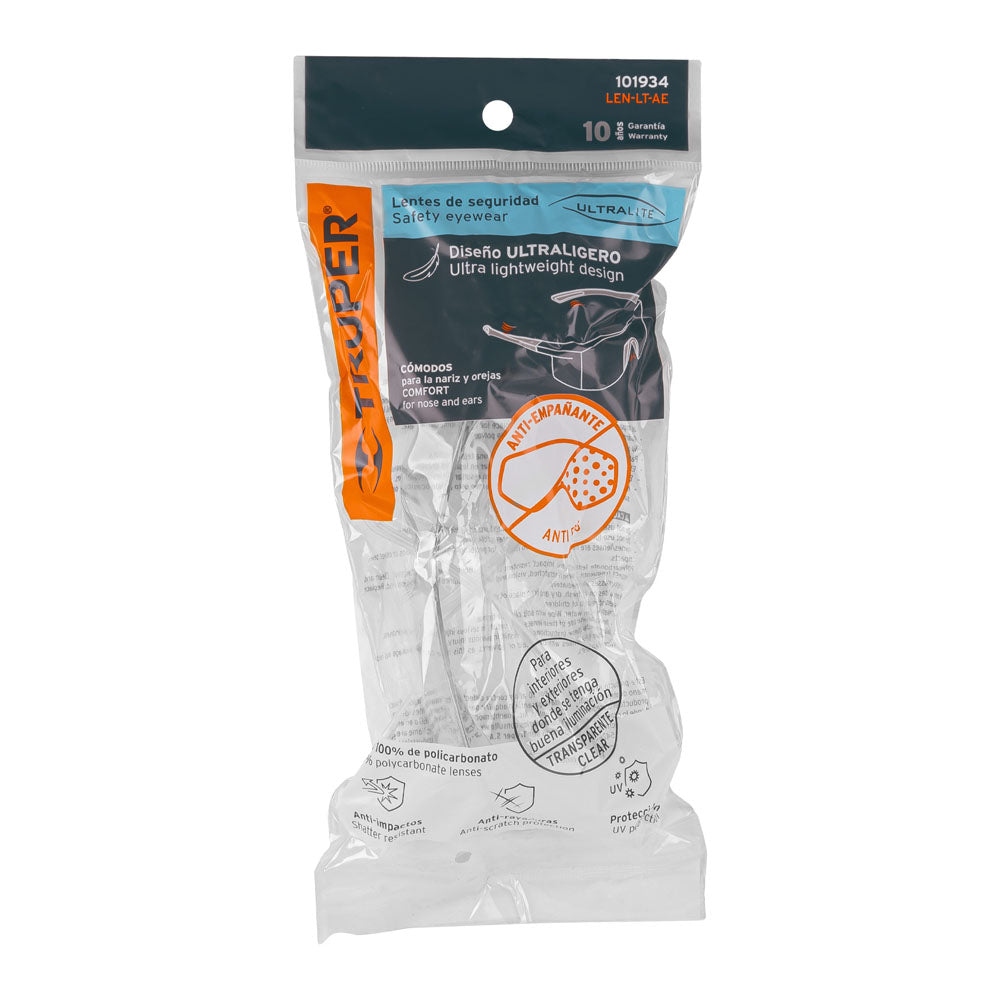 LENTES DE SEGURIDAD MICA CLARA CON ANTIEMPAÑO