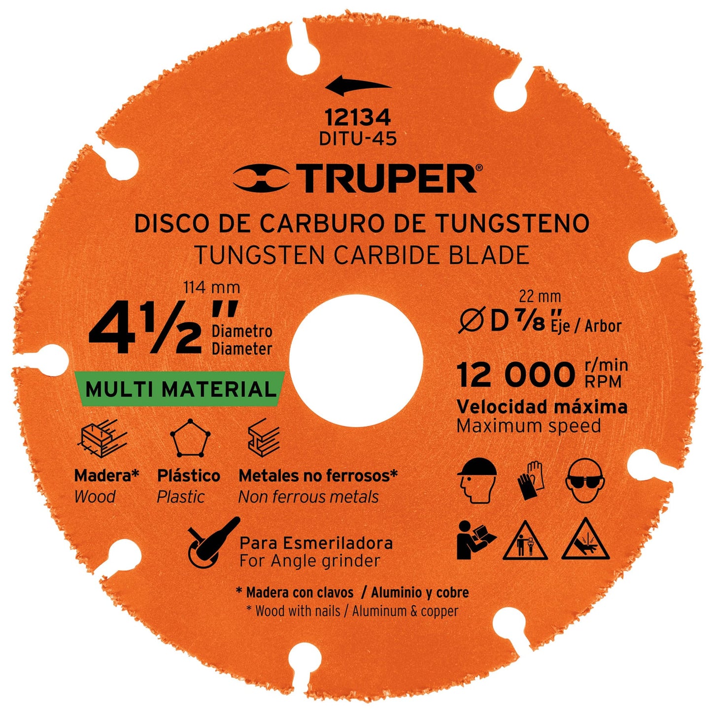 DISCO DE CARBURO DE TUNGSTENO 4-1/2" MULTIUSOS