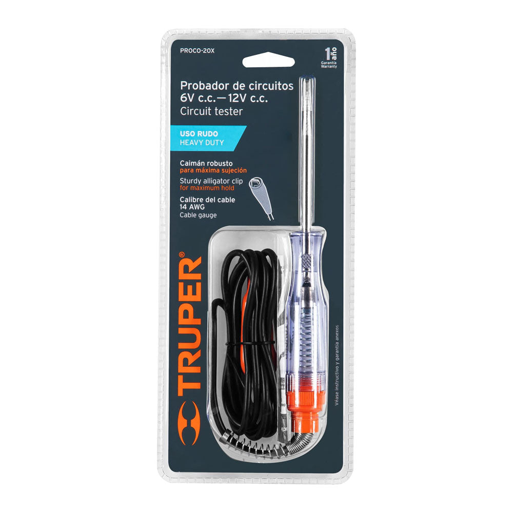 PROBADOR DE CORRIENTE PROCO-20XUSO PESADO 6-12V TRUPER