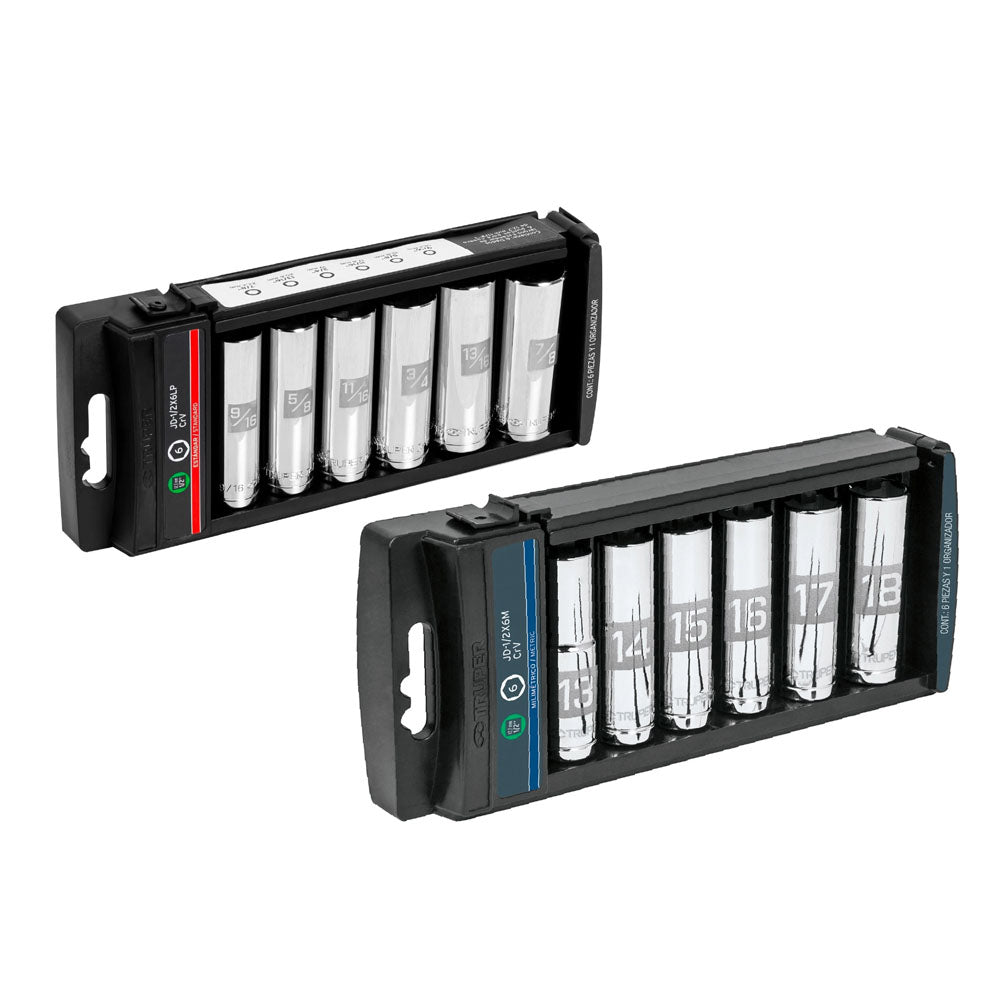 JUEGO DADOS LARGOS, CUADRO 1/2', 6 PIEZAS