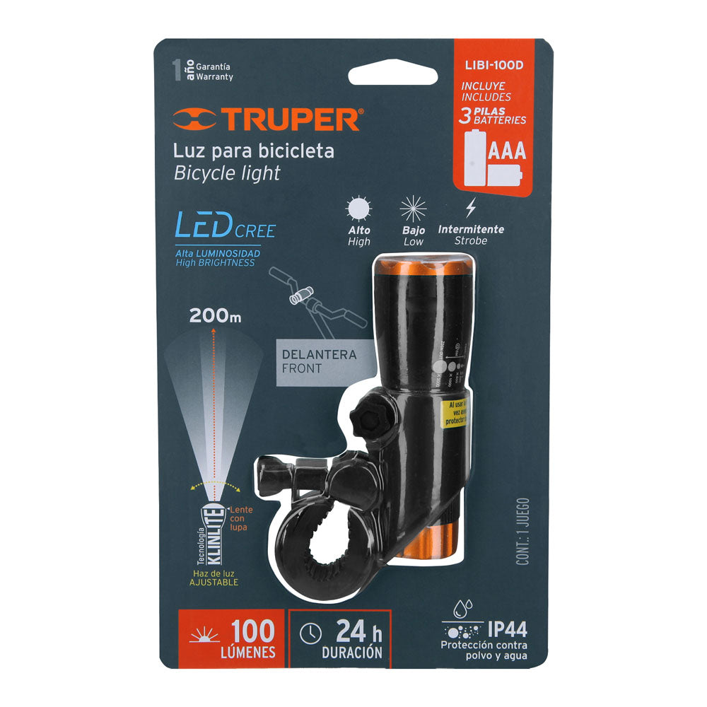 LINTERNA PARA BICICLETA,100 LUMENES, DELANTERA