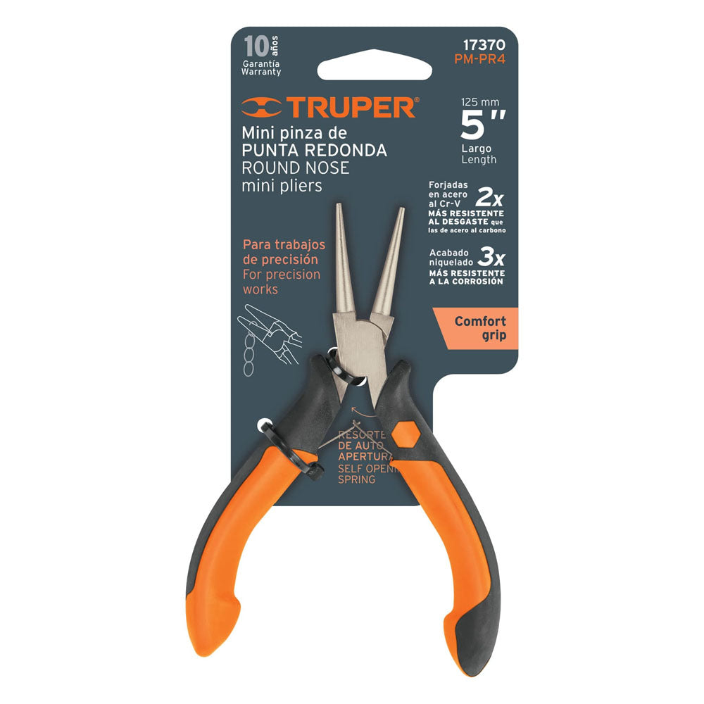 PINZA MINIATURA PUNTA REDONDA 4" MANGO COMFORT GRIP PM-PR4
