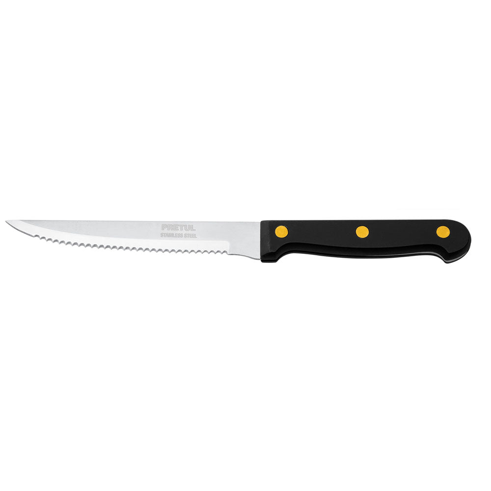 CUCHILLO PARA ASADO CON SIERRA, MANGO PLÁSTICO, 5'