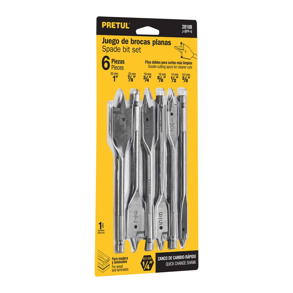 JUEGO DE BROCAS PLANAS DE MANITA 6 PZAS PRETUL