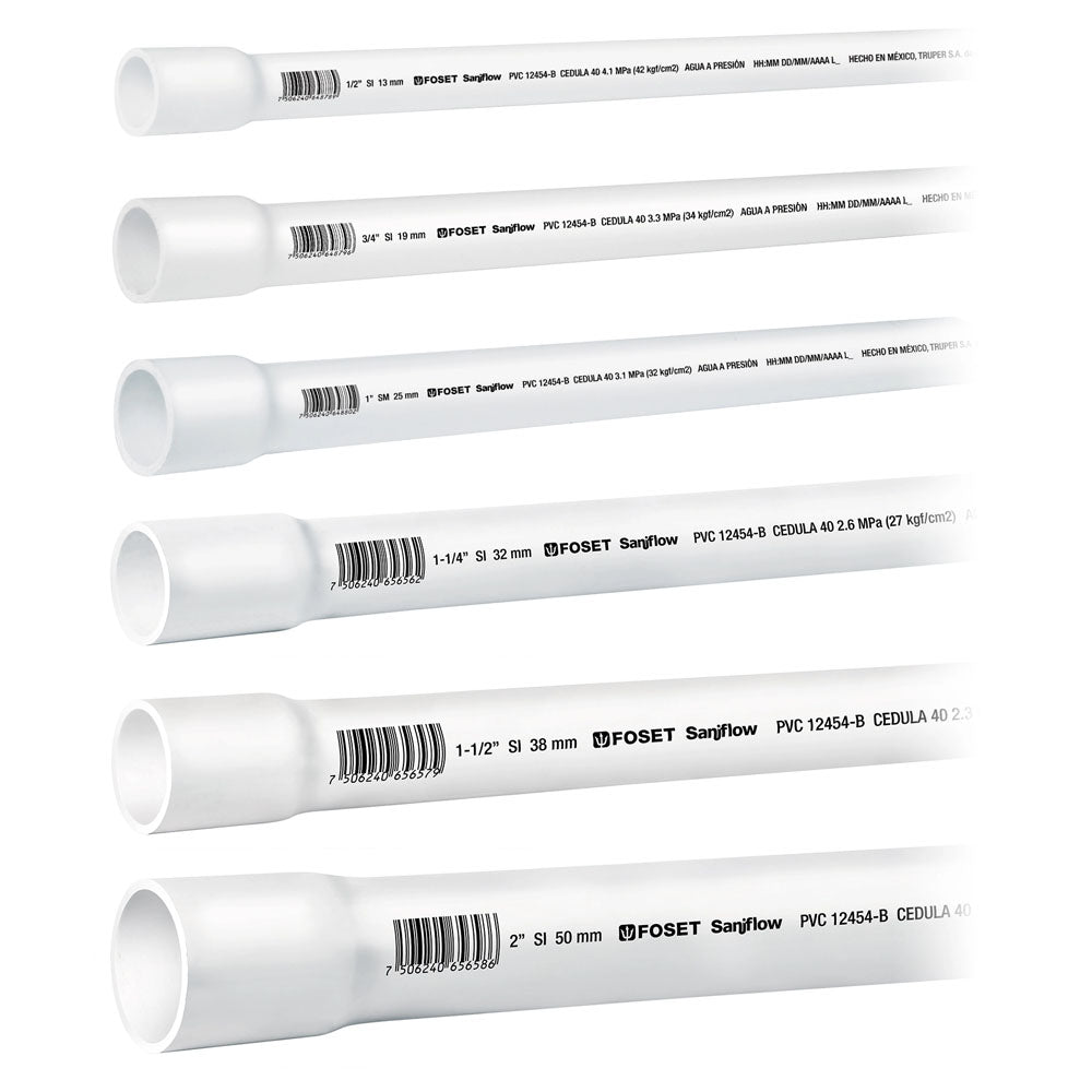 TUBO HIDRAULICO PVC, 3/4 CEDULA 40, 3 METROS