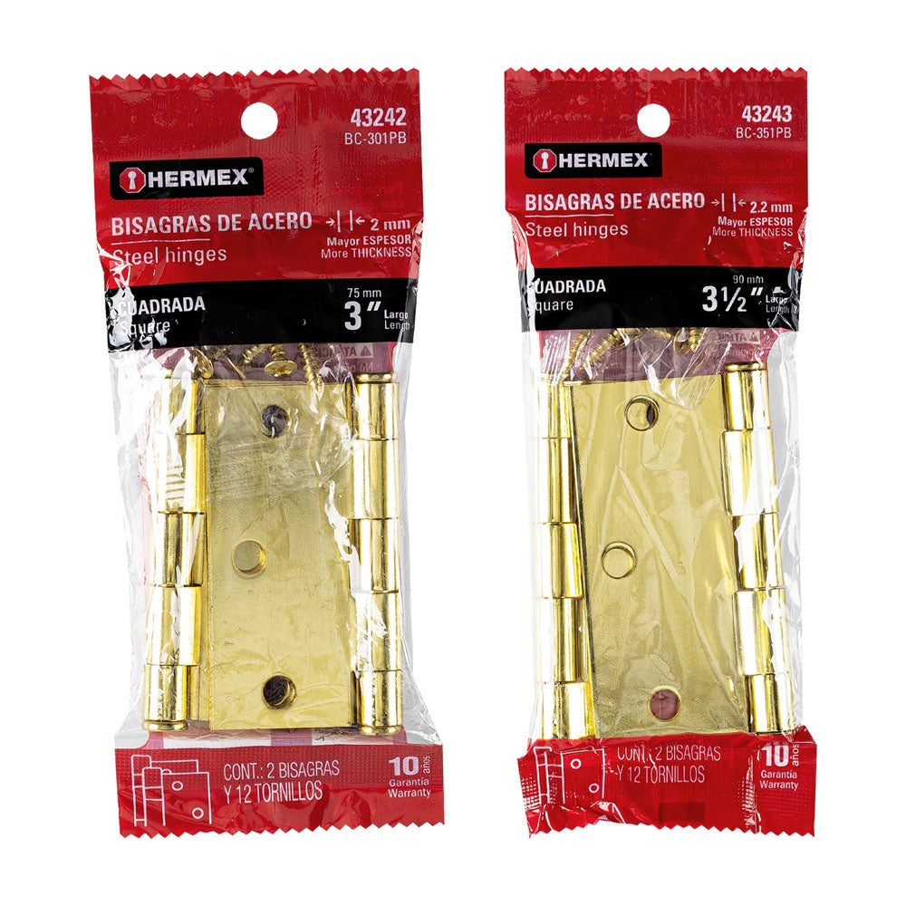 BISAGRA ACERO LATONADO 2.2MM EN BLISTER BC-351PB