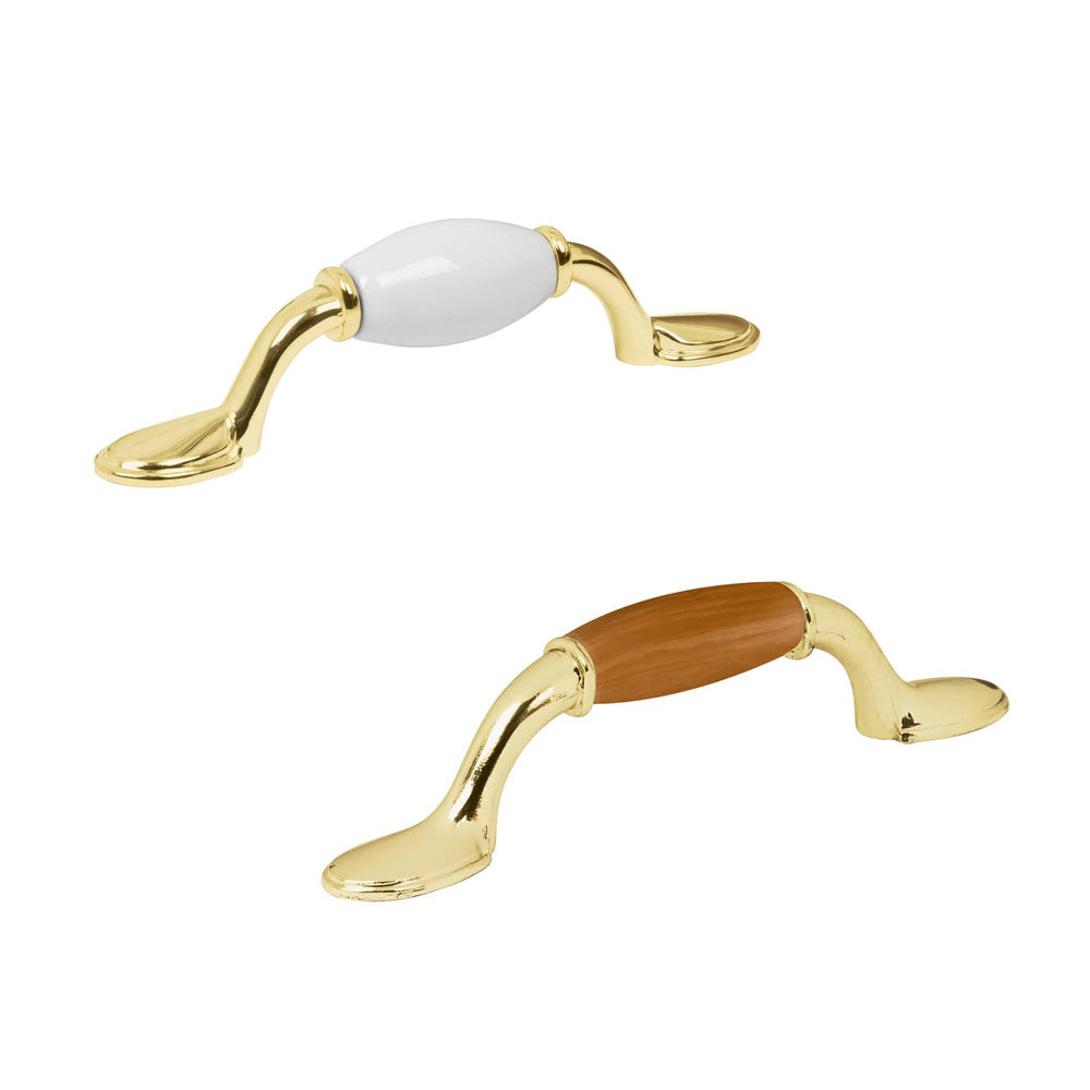 JALADERA, LATÓN BRILLANTE CON INSERTO, COMBINADA CERÁMICO