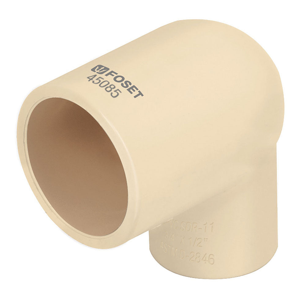 CODO 90° REDUCIDO DE CPVC, 19MM X 13MM