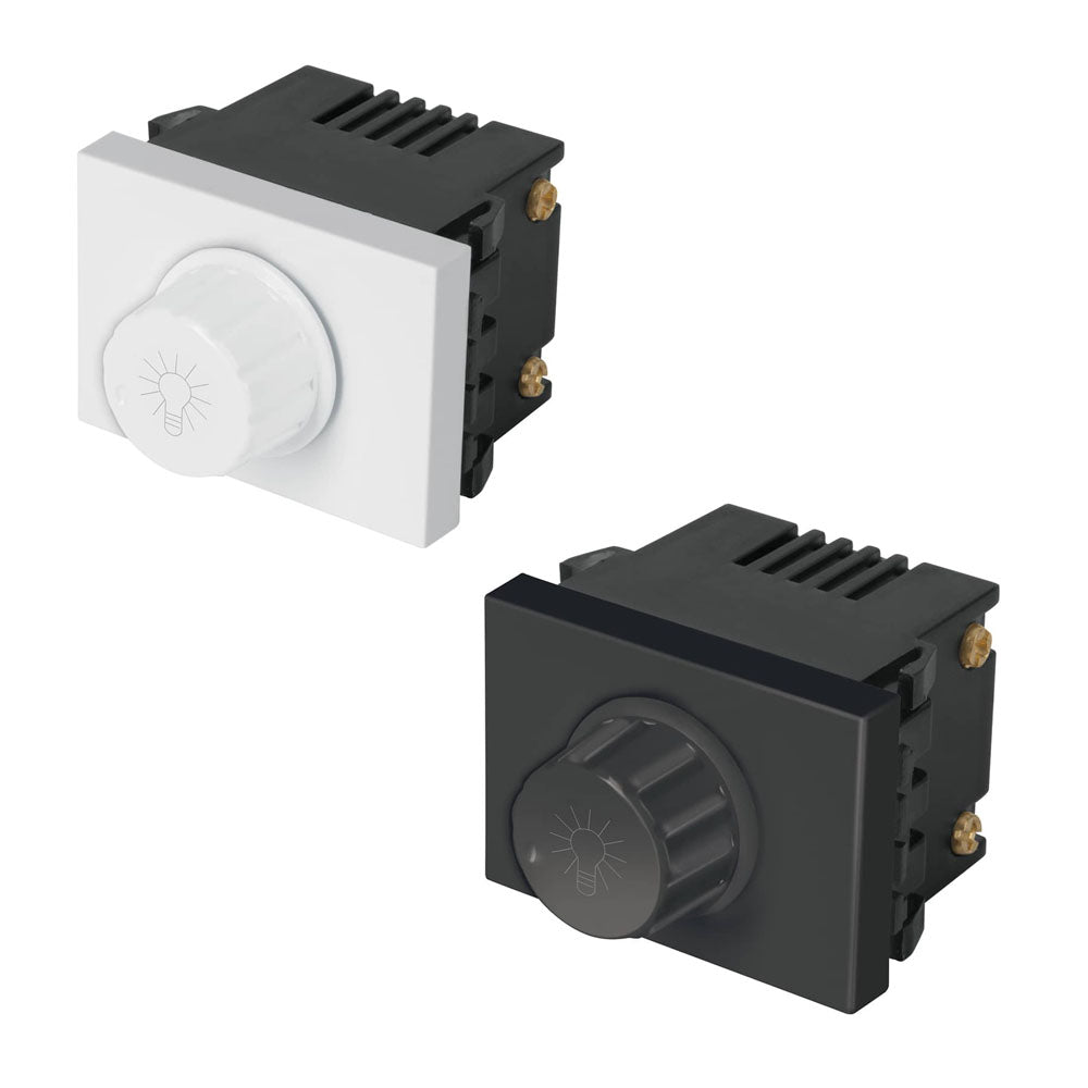 DIMMER GIRATORIO 1.5 MODULOS LINEA ESPAÑOLA COLOR NEGRO