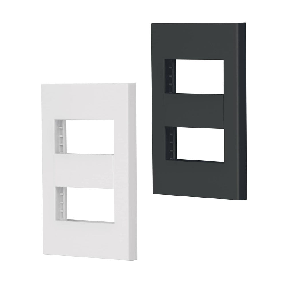 PLACA 2 VENTANAS, 1 MODULO, LINEA ESPAÑOLA COLOR NEGRO