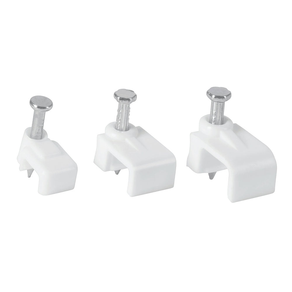 GRAPA PARA CABLE PLANO, 6 X 9.5 MM, BLANCA,