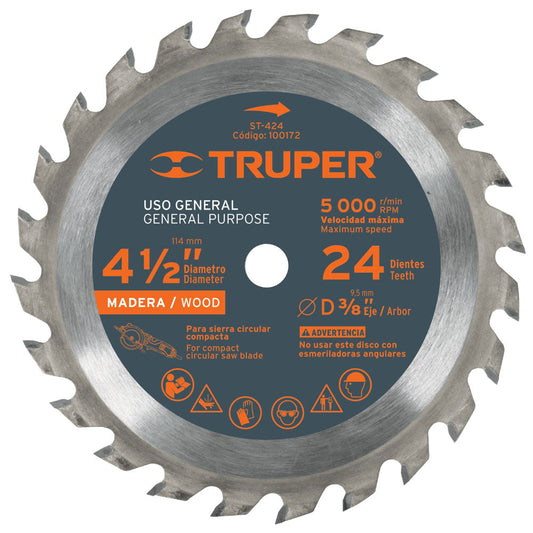 DISCO SIERRA P/MADERA 4-1/2 24 DIENTES