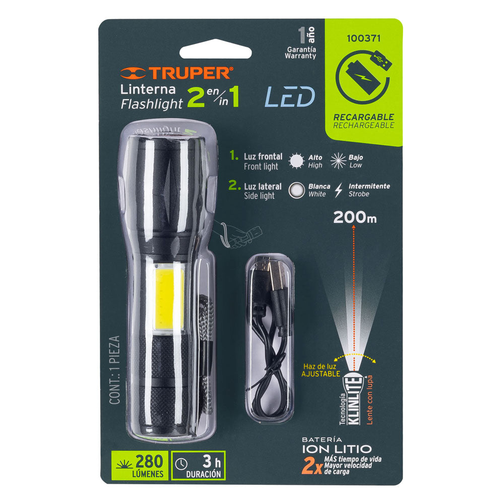 LINTERNA LED RECARGABLE DE ALUMINIO 270 LM