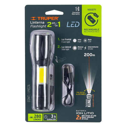 LINTERNA LED RECARGABLE DE ALUMINIO 270 LM