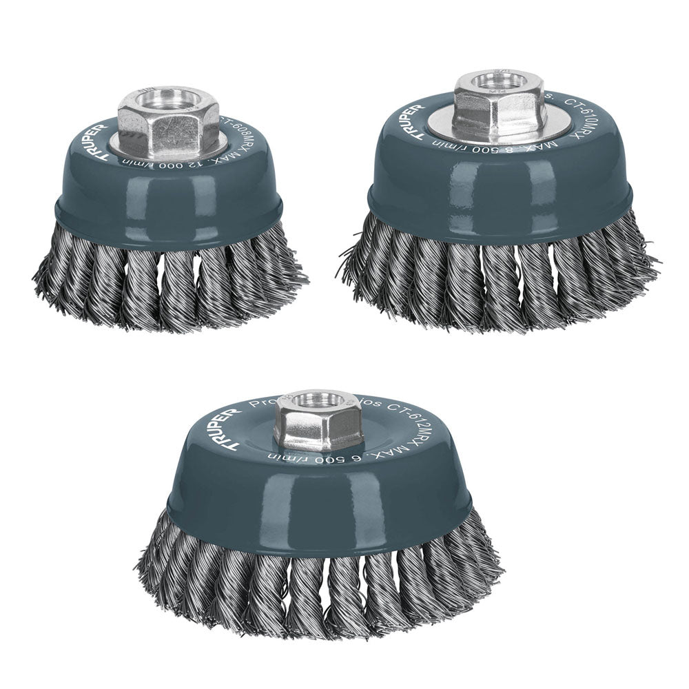 CARDA COPA 4" ALAMBRE TRENZADO GRUESO, MULTI-ROSCA, TRUPER