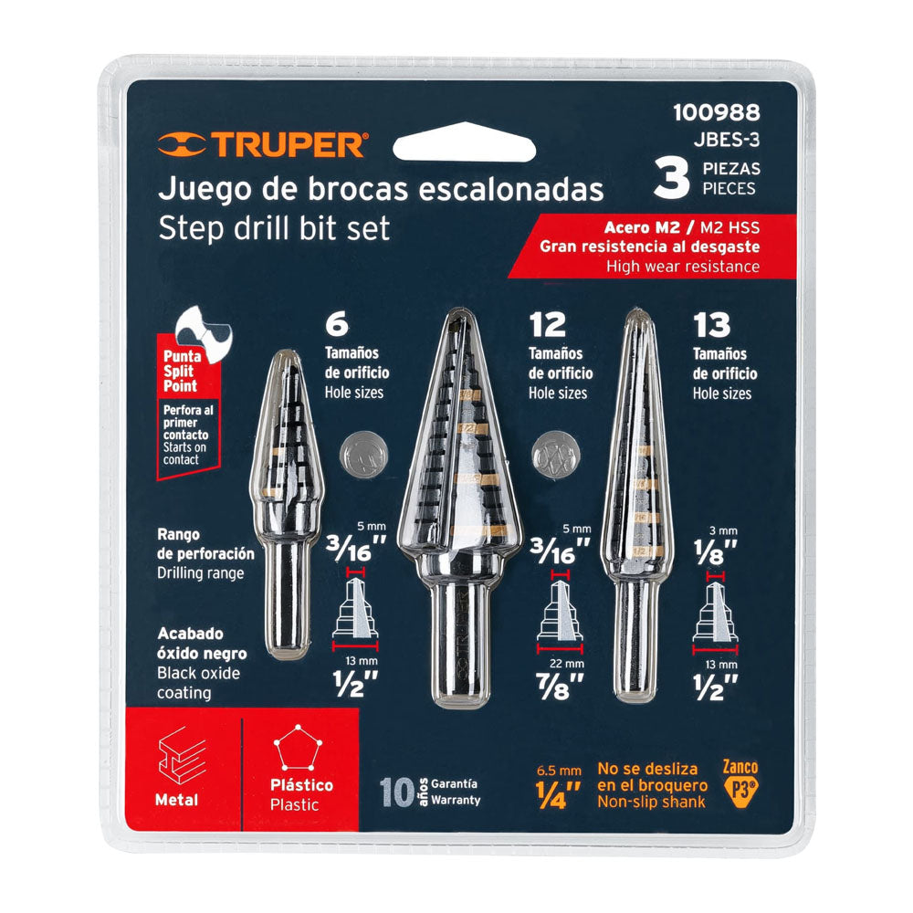 JUEGO DE BROCAS OXIDO NEGRO 3 ESCALONADAS
