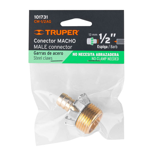 CONECTOR 1/2 MACHO TIPO GARRA DE ALUMINIO
