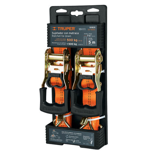 JUEGO DE 2 SUJETADORES CON MATRACA CARGA MÁXIMA 1500 KG
