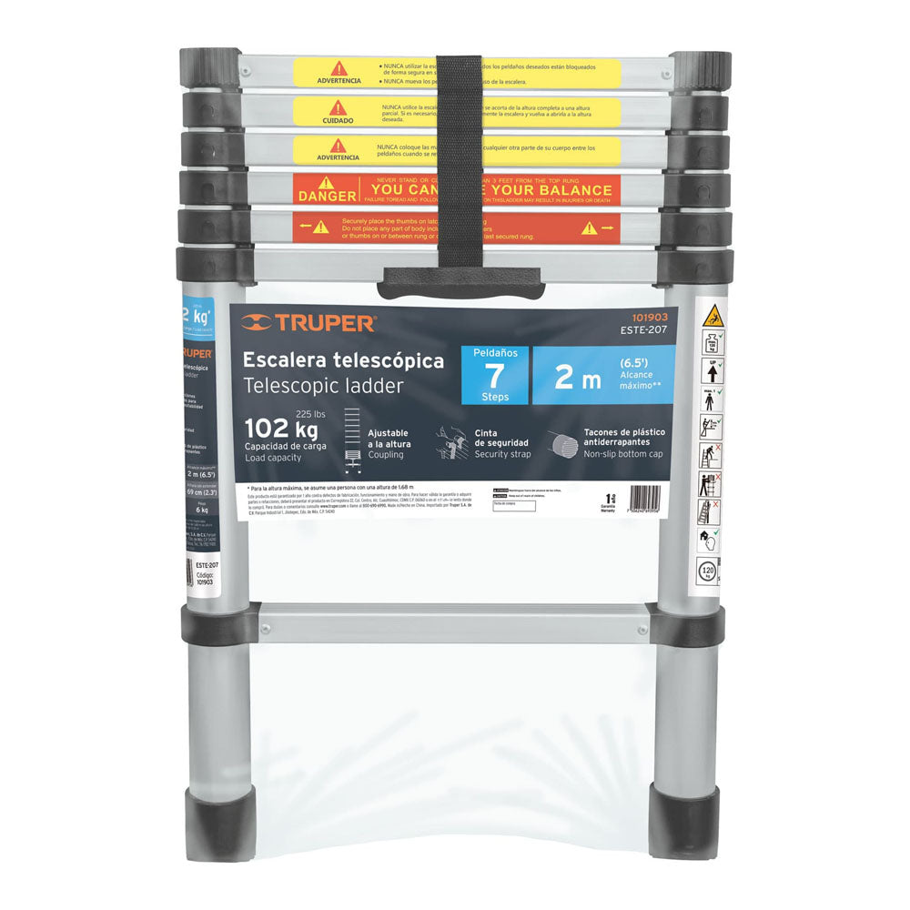ESCALERA TELESCOPICA 7 PELDAÑOS TIPO II CAPACIDAD 175 KG