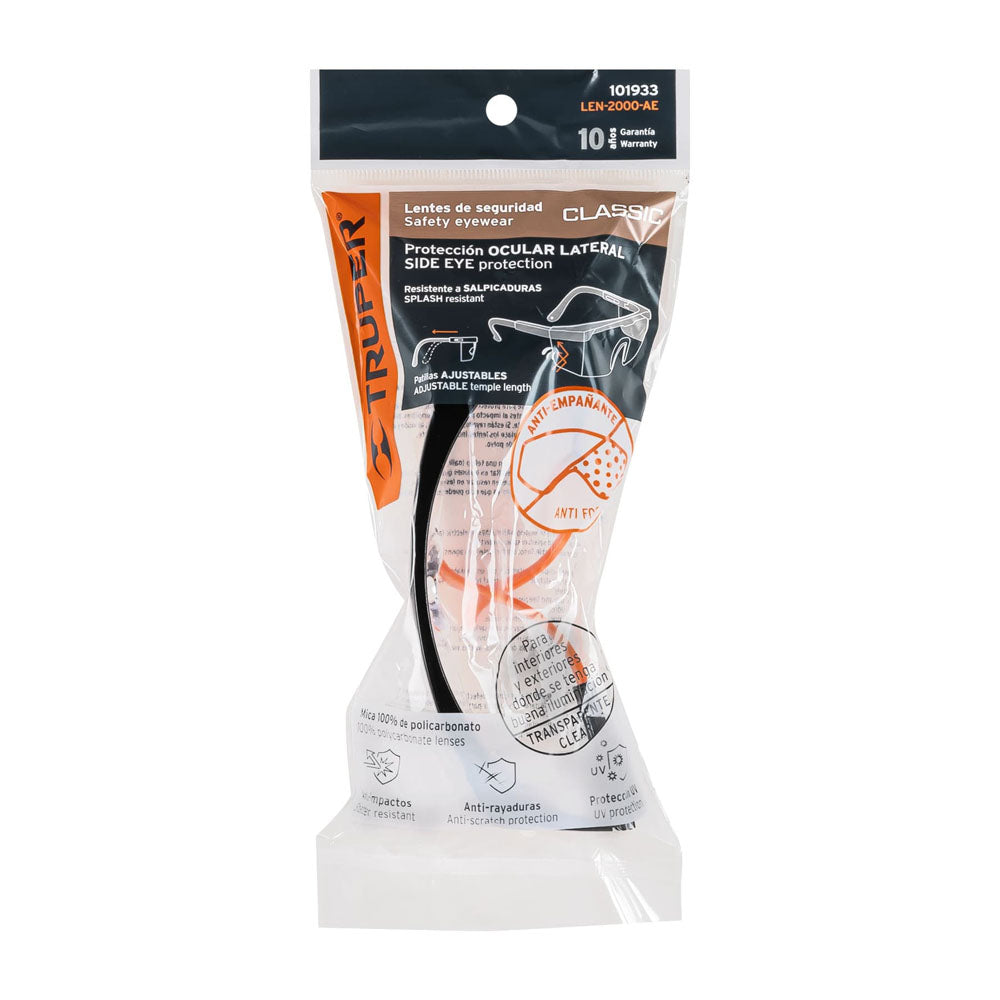 LENTES DE SEGURIDAD AJUSTABLES CLAROS C/ANTIEMPAÑO, CLASSIC