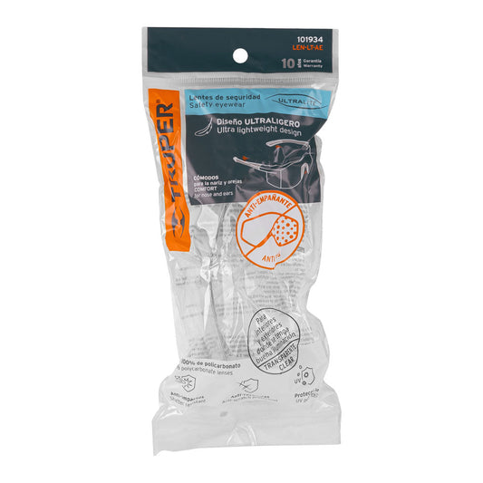 LENTES DE SEGURIDAD MICA CLARA CON ANTIEMPAÑO