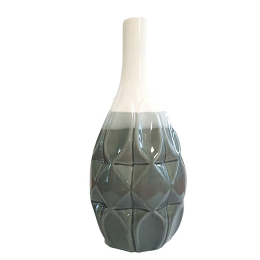 FLORERO GRIS CON BLANCO 10X10X25