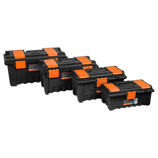 CAJA PLASTICA 19" CON COMPATIMENTOS, NARANJA