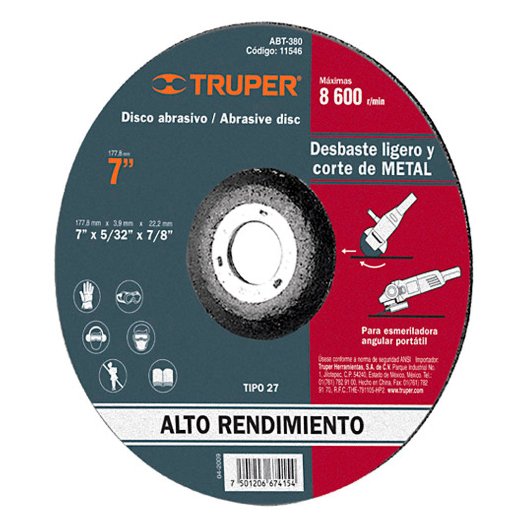 DISCO P/CORTE METAL 7" ALTO REND ABT-380