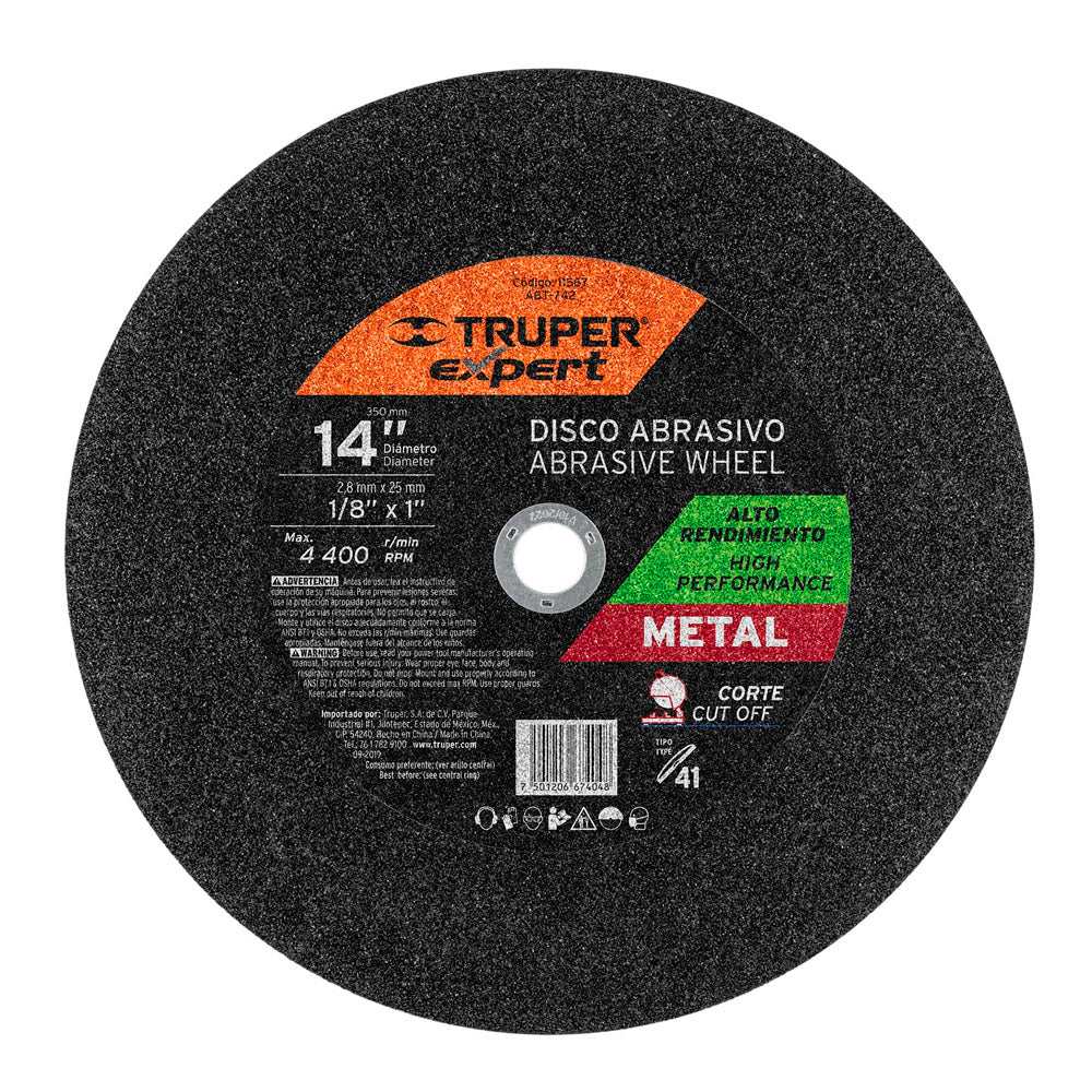 DISCO CORTE METAL 14"TRUP.ABT-742