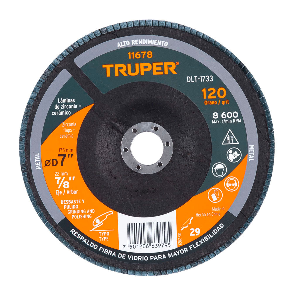 DISCO LAMINADO 7" GRANO40 CENTRO 7/8"