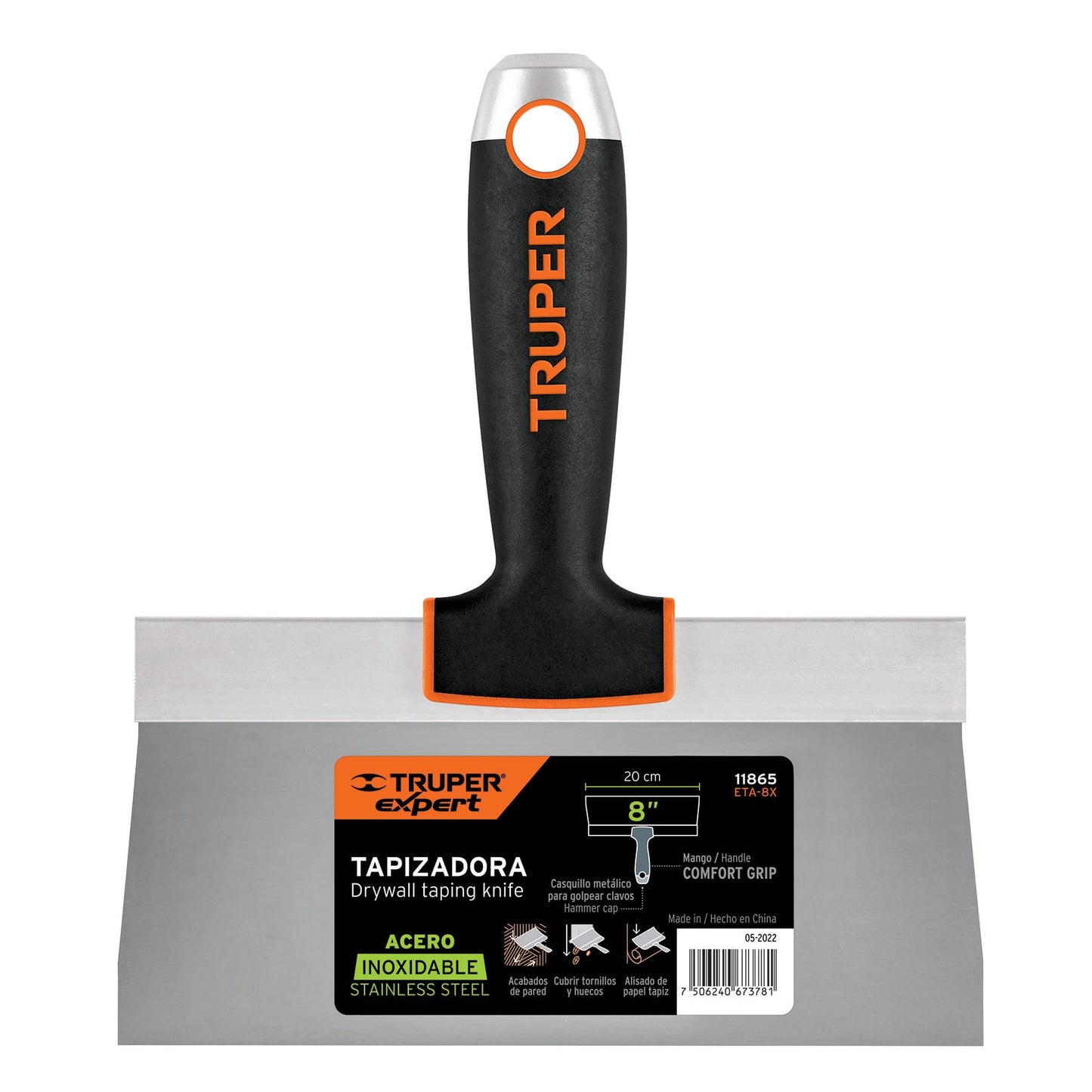 ESPÁTULA TAPIZADORA DE 8' ACERO INOXIDABLE, TRUPER EXPERT
