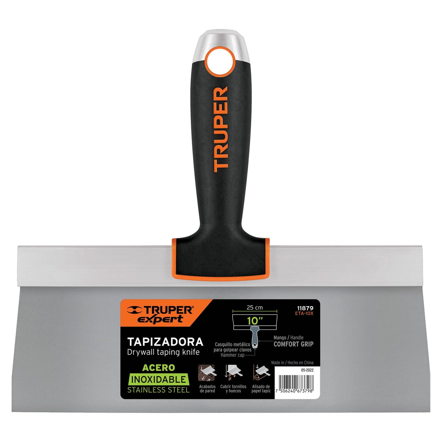 ESPÁTULA TAPIZADORA DE 10' ACERO INOXIDABLE, TRUPER EXPERT