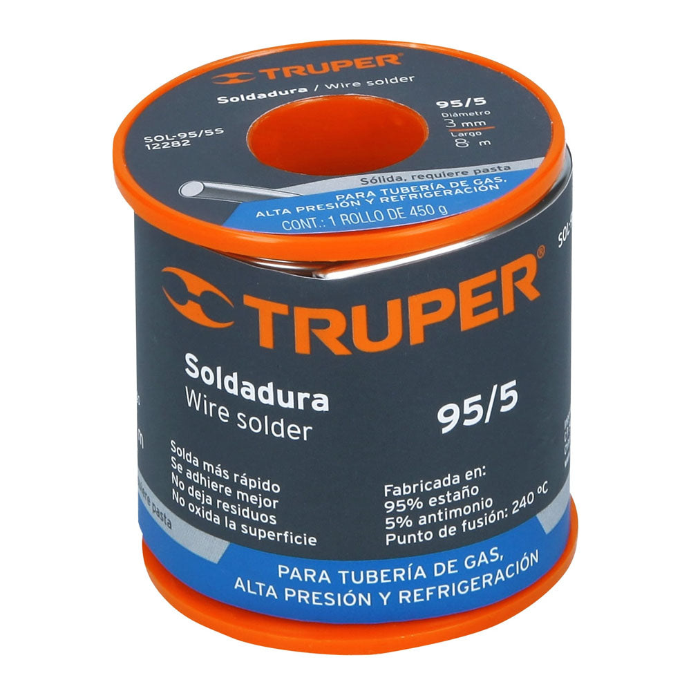 SOLDADORA SOLIDA 95/5 PARA  TUBERIA DE GAS 450 GR