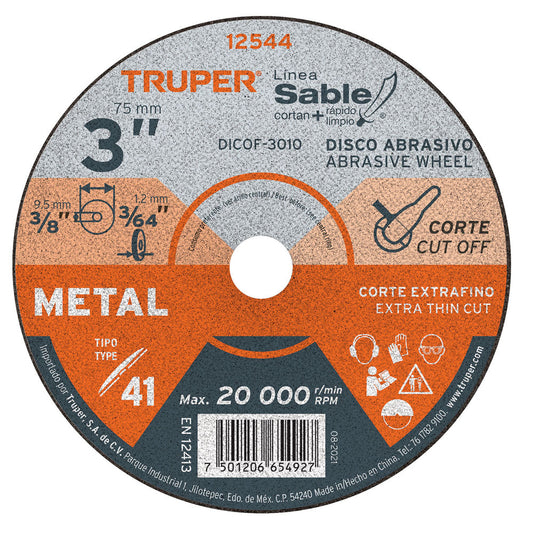 DISCO TIPO 41 CORTE FINO DE METAL 3 DISCOF-3010