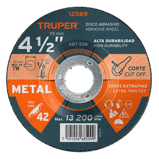 DISCO P/CORTE MET. 4 1/2 CTE EXTRA RAPIDO ABT-556