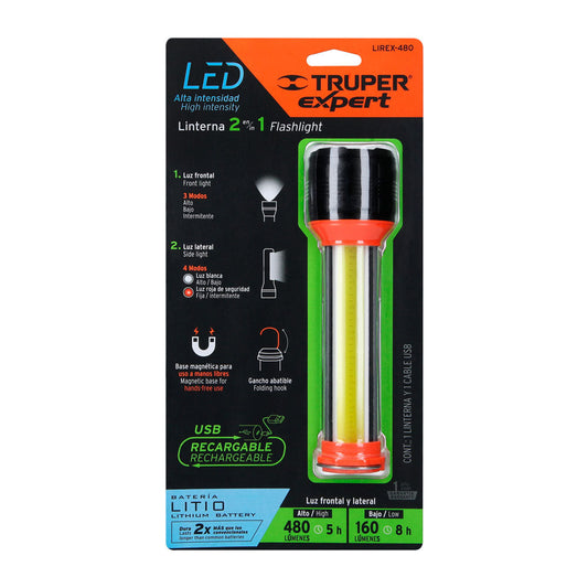 LINTERNA RECARGABLE CON LUZ EMERGENCIA 480 ML