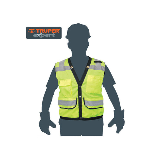 CHALECO DE SEGURIDAD REFORZADO, CON BOLSAS, AMARILLO