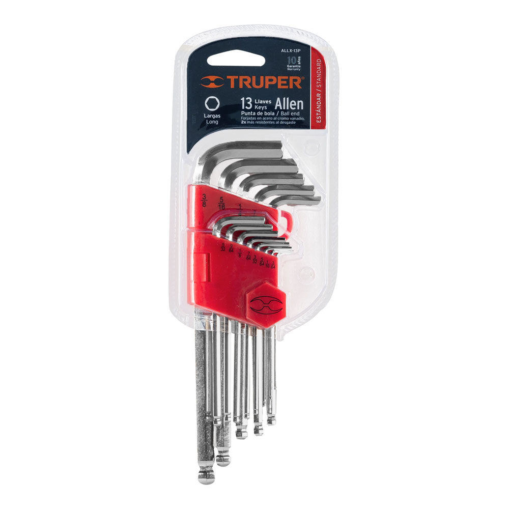 JUEGO DE 13 LLAVES ALLEN PUNTA LARGA STANDAR ALLX-13P