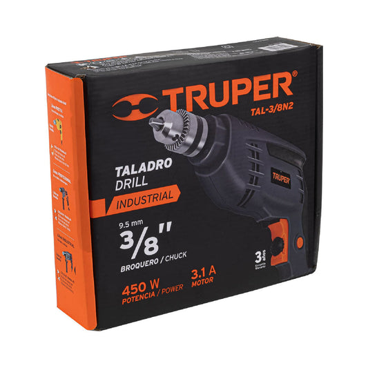 TALADRO 3/8" INDUSTRIAL 400W TRUPER TAL-3/8N2