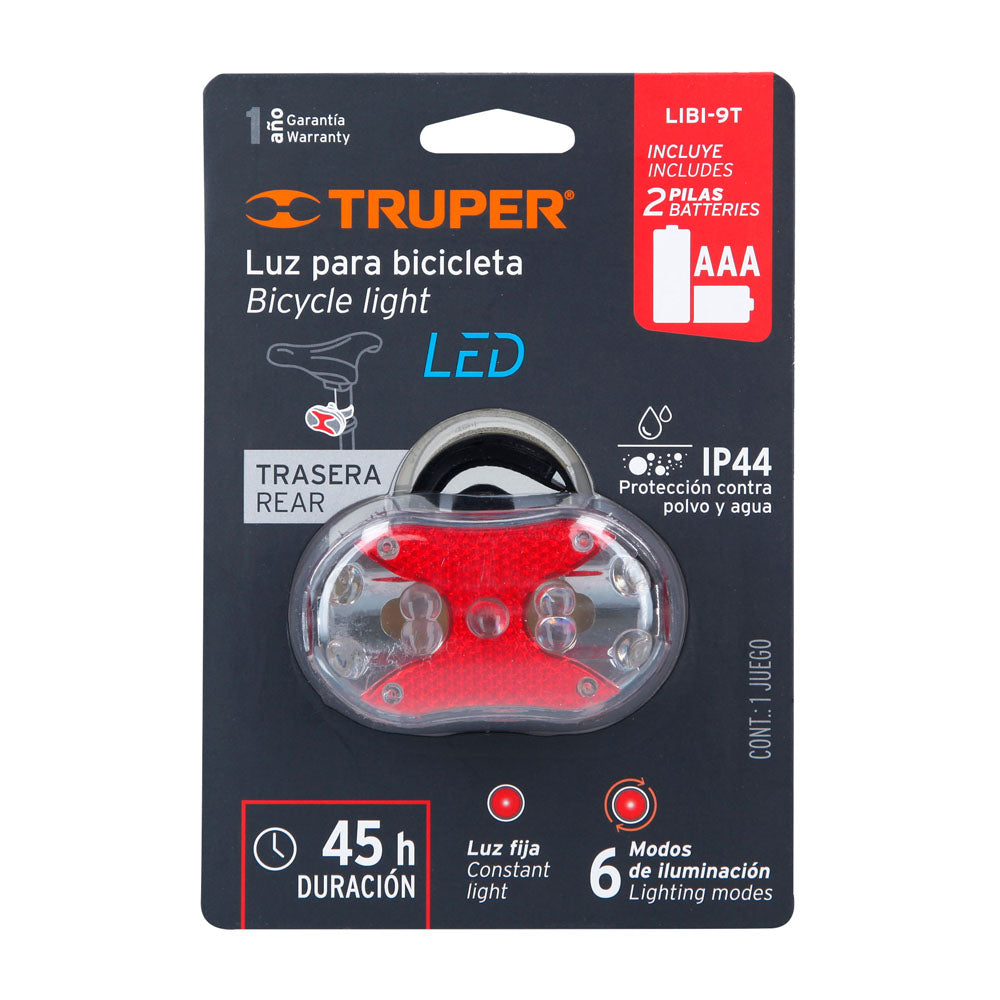 LINTERNA TRASERA PARA BICICLETA 9 LEDS ROJA