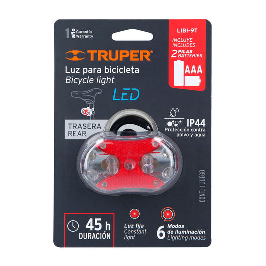LINTERNA TRASERA PARA BICICLETA 9 LEDS ROJA