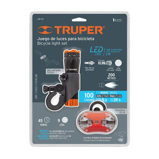 LINTERNA PARA BICICLETA DELANTERA Y TRASERA KIT 2