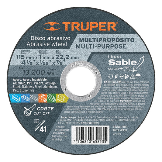 DISCO TIPO 41 MULTIPROPOSITO LINEA SABLE 4-1/2