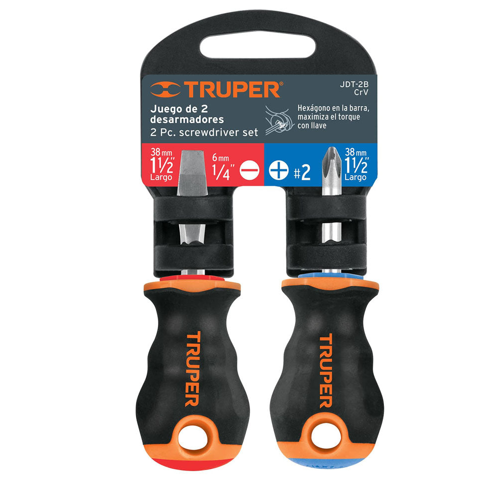 DUO DE DESARMADORES 1/4"X 1-1/2" MANGO COMFORT GRIP, TRUPER