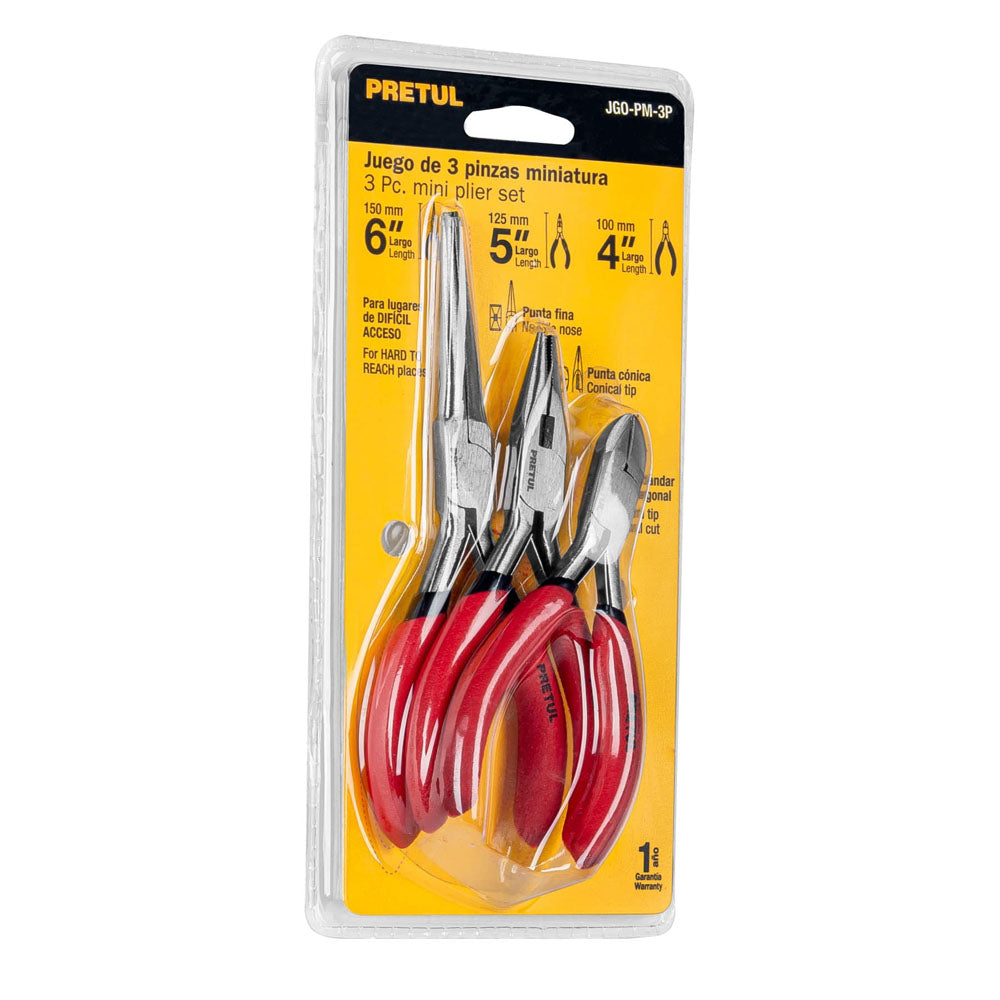 JUEGO PINZAS MINIATURAS, 3 PIEZAS, PRETUL