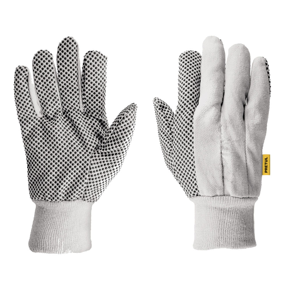 GUANTES DE ALGODÓN CON PUNTOS DE PVC, PALMAS Y DORSO, PRETUL