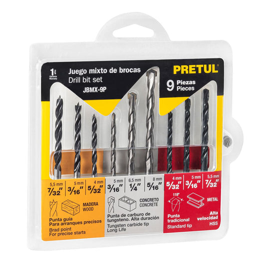 JBMX-9P JUEGO DE BROCAS PRETUL